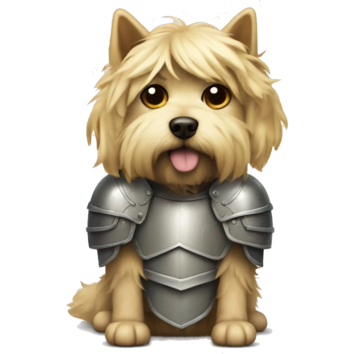 shaggy blonde dog in protective armor emoji