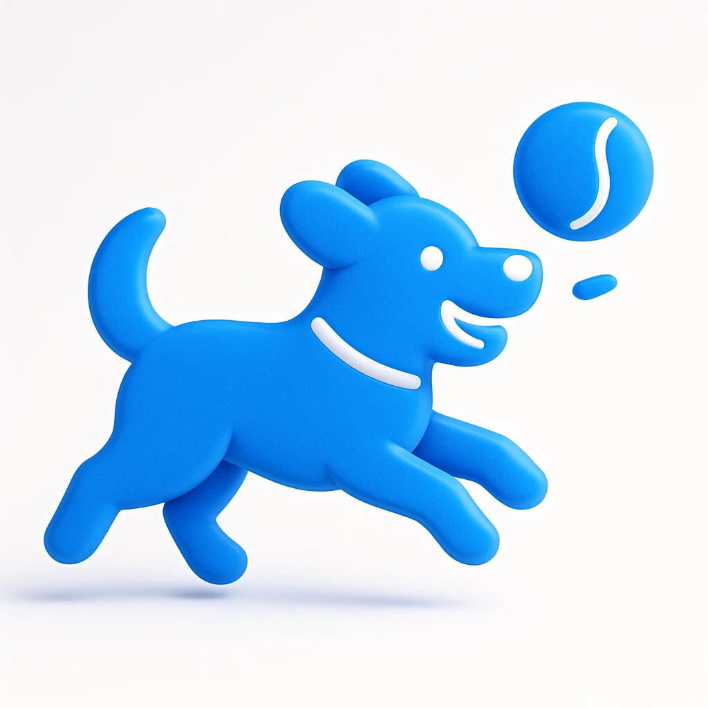 happy dog running after ball emoji