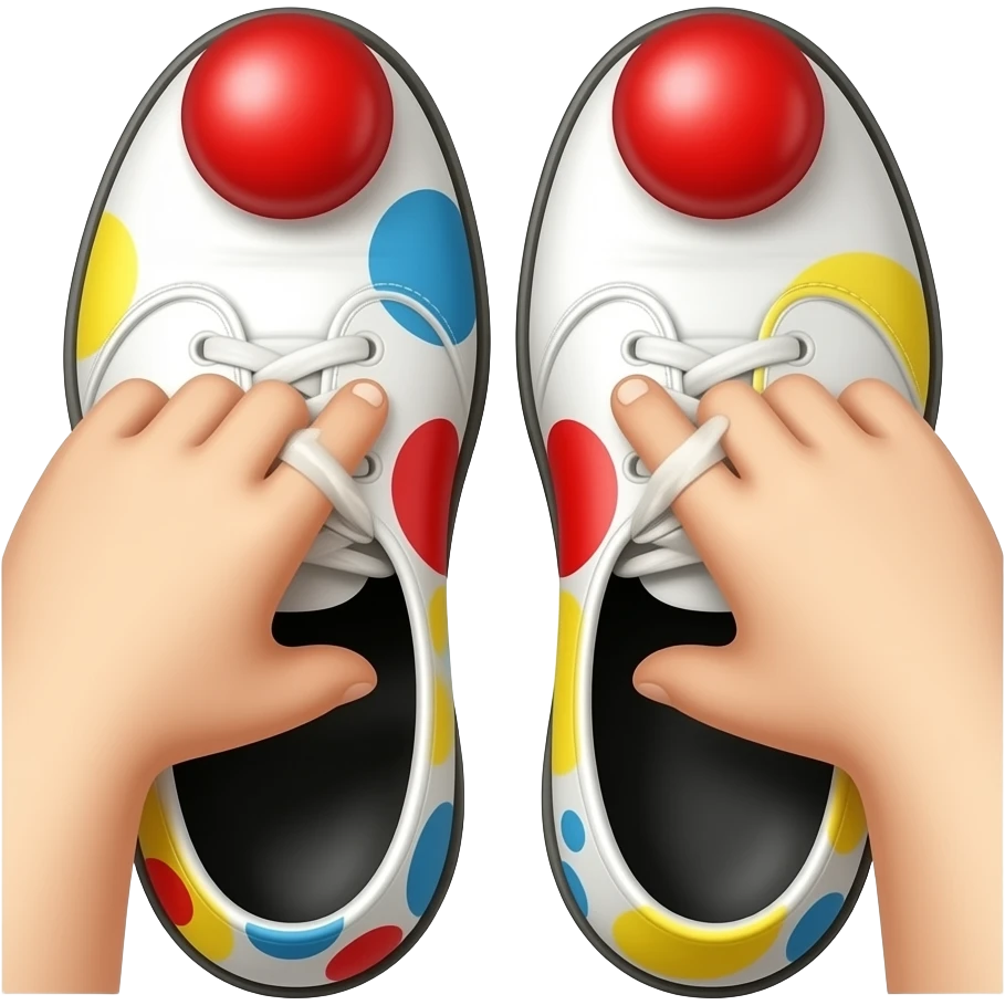 White feet with red toenails ripping of clown shoes emoji