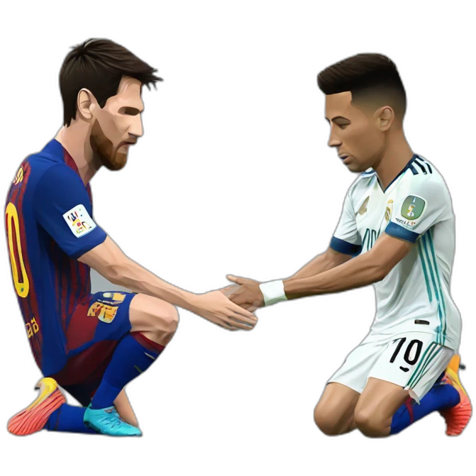 Messi bowing Ronaldo emoji