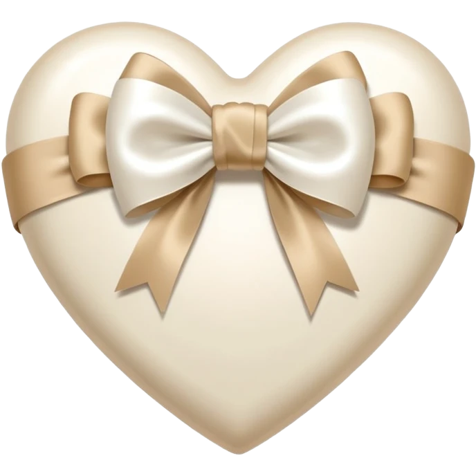 white heart with beige bow emoji