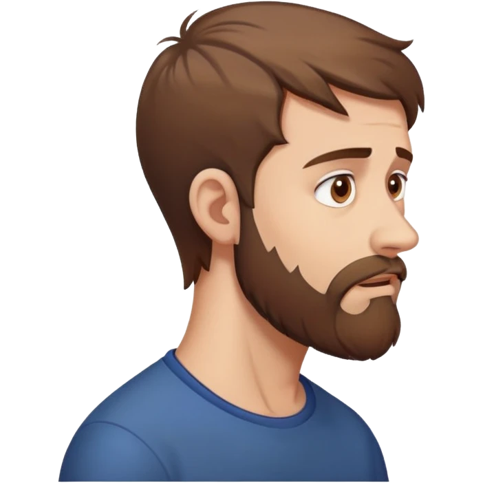 White man with brown hair and beard with anxiety and begging. profile view emoji