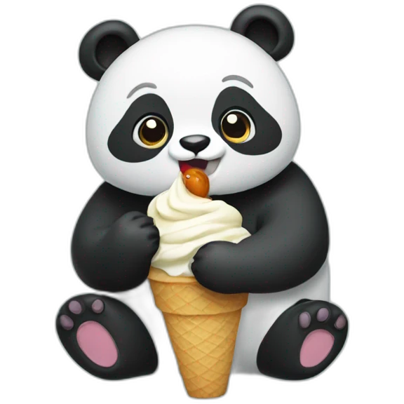 Panda eating ice cream emoji
