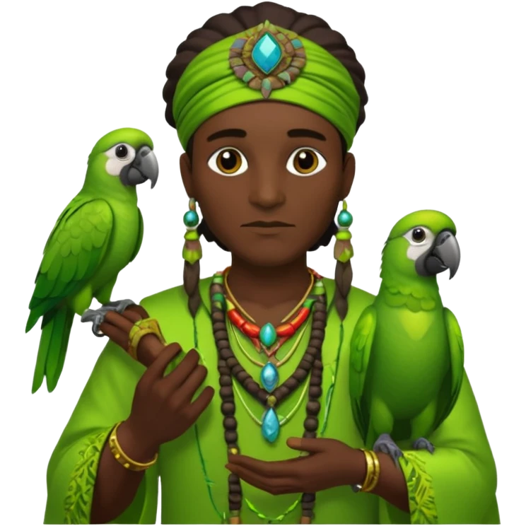 shaman hold a 1 pet parrot emoji