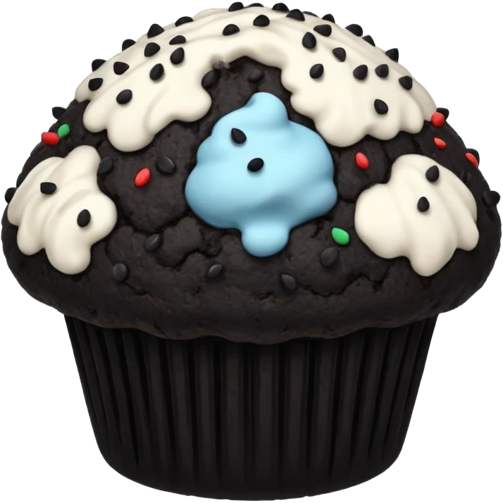black coloured muffin with black topping emoji