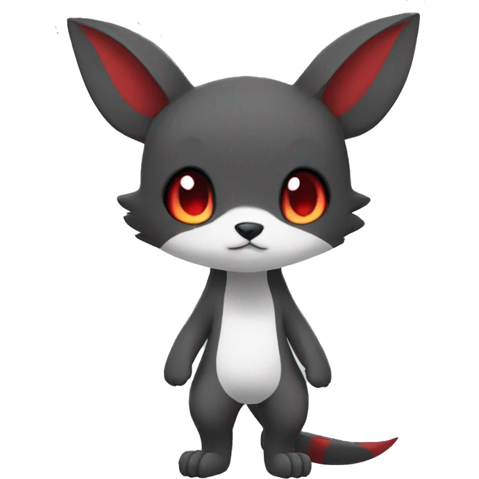 Cute cool black red white grey animal hybrid Fakemon full body emoji