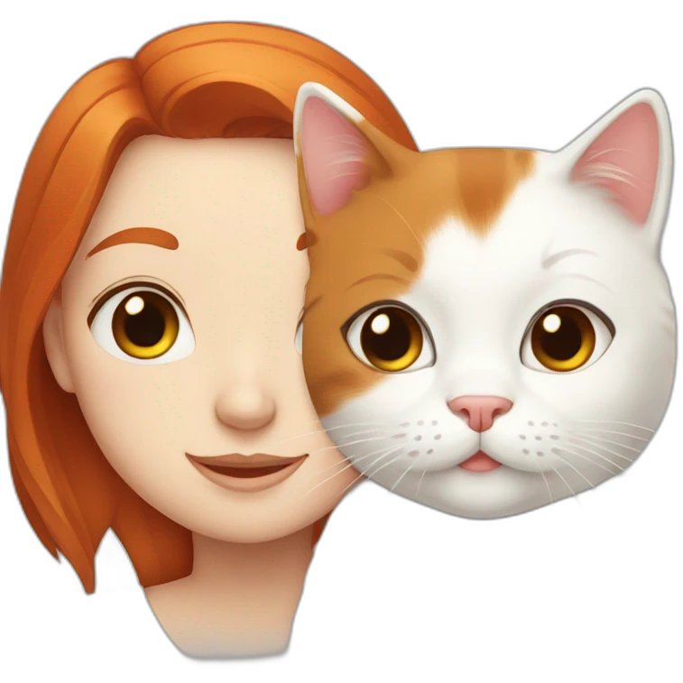 Redhead and White cute cat emoji