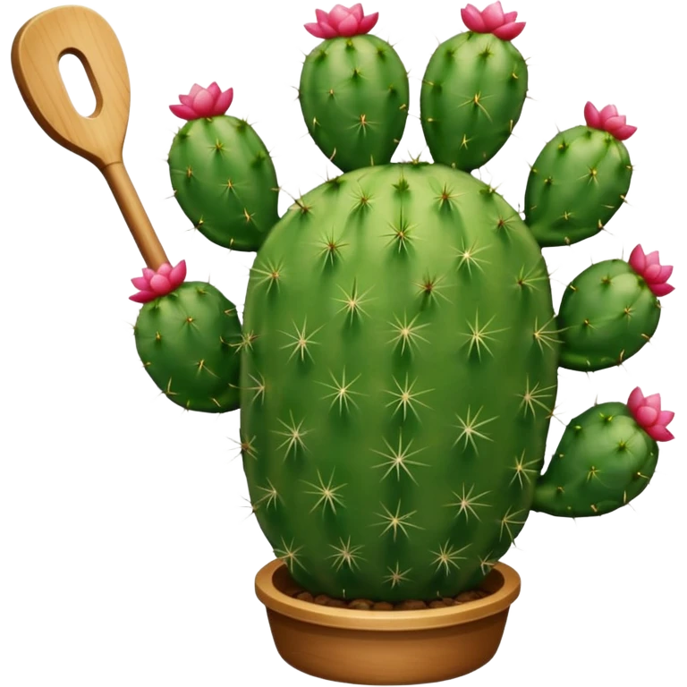 Realistic emoji of a Mexican nopal (cactus paddle) without thorns or spines, smooth green surface, juicy and fresh like the kind used for cooking in Mexico. emoji