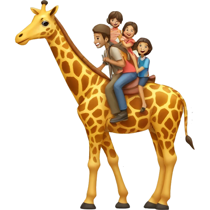 family riding giraffe emoji