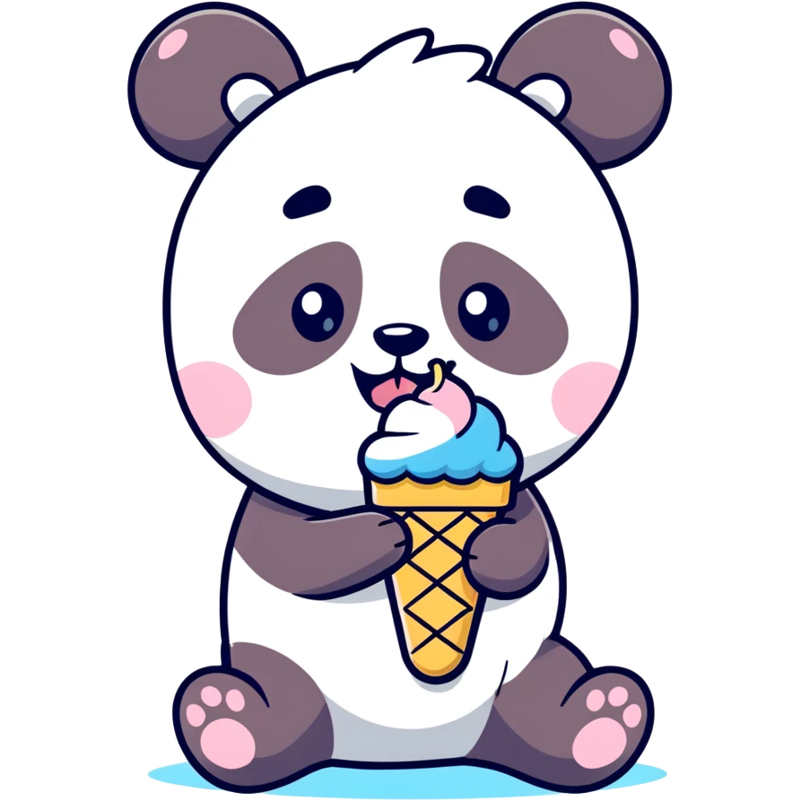 Panda eating ice cream emoji