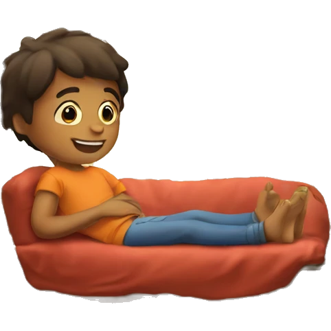 A kid relaxing in his house emoji