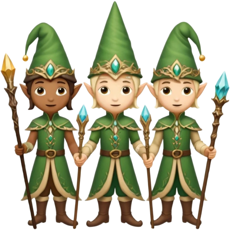 different color elves with staff emoji
