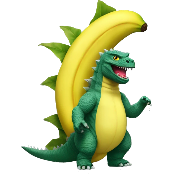 Godzilla dressed as a banana emoji