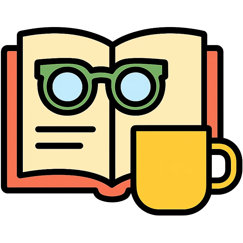 open book with glasses and a cup of coffee, representing studying icon emoji