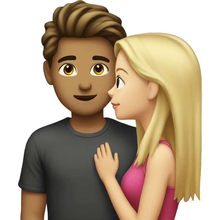 Blonde girl and brunette boy kissing  emoji