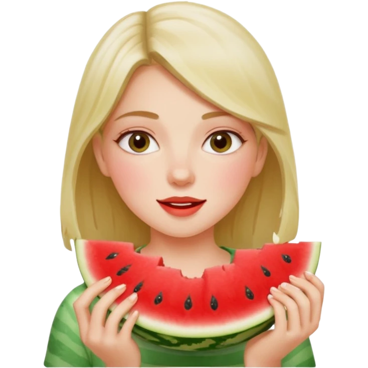 Girl eating watermelon emoji