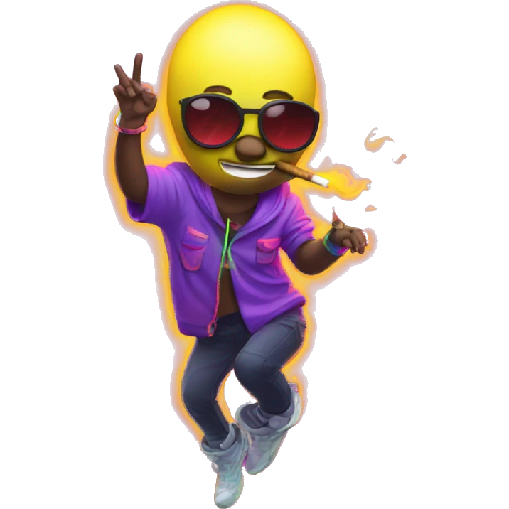 Rave party dancing neon smoking emoji