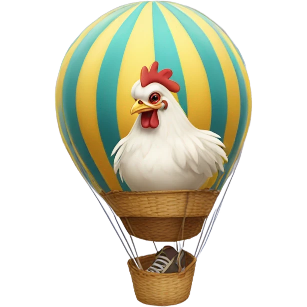chicken whit shoes in a hot air balloon emoji