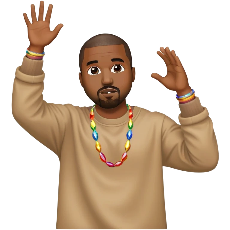 Kanye dancing with rainbow necklace emoji