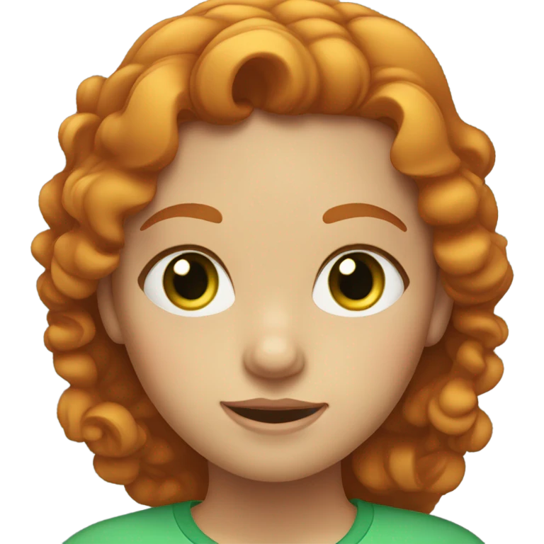 Ginger girl with middle part wavy hair and green eyes emoji