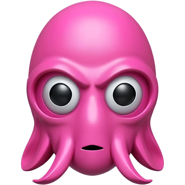 Squid Game pink guard mask with circle shape on face, 3D style, smooth and glossy emoji