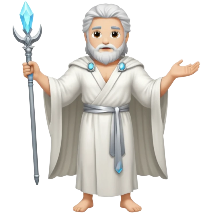 fullbody silverhair god ZEUS, white robe over shoulder emoji