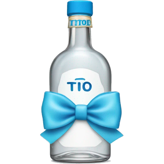 Tito’s vodka bottle with a light blue bow on it emoji