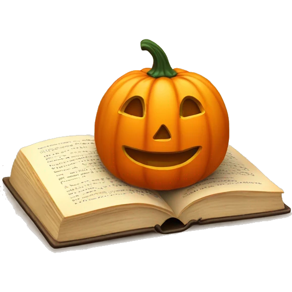 book with candles and a small pumpkin emoji