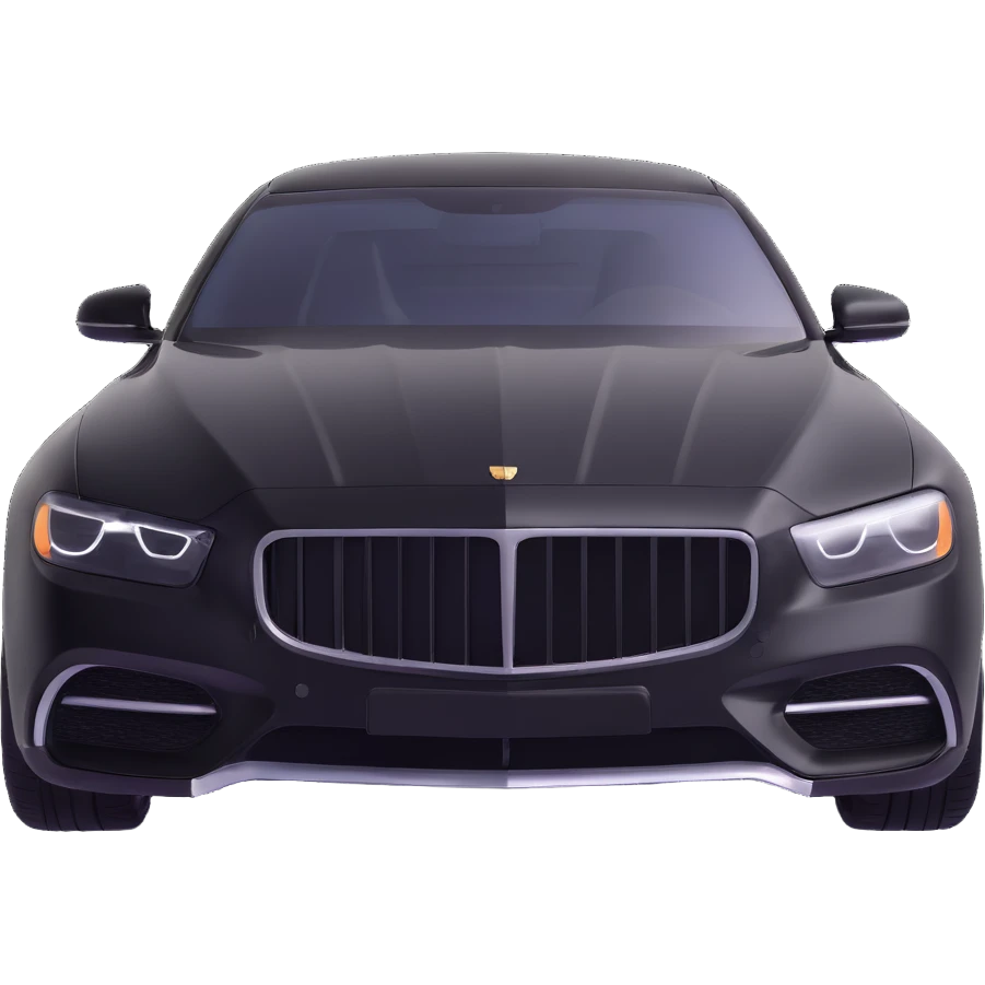 black luxury car with a transparent plastic film partially covering the hood and windshield, elegant and premium look emoji
