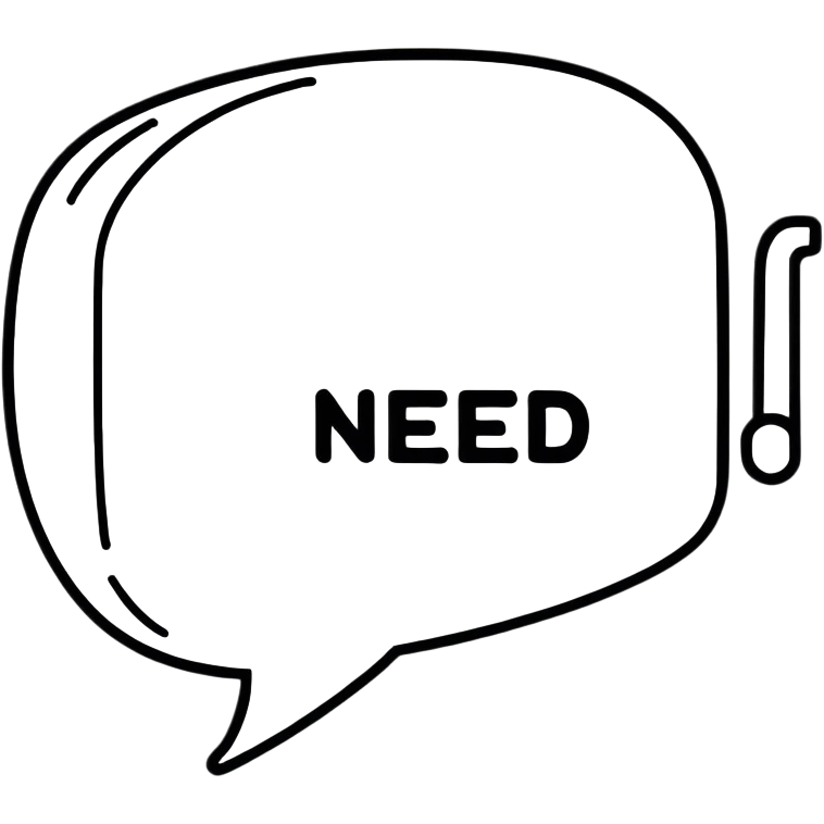 Speech bubble saying "NEED" emoji