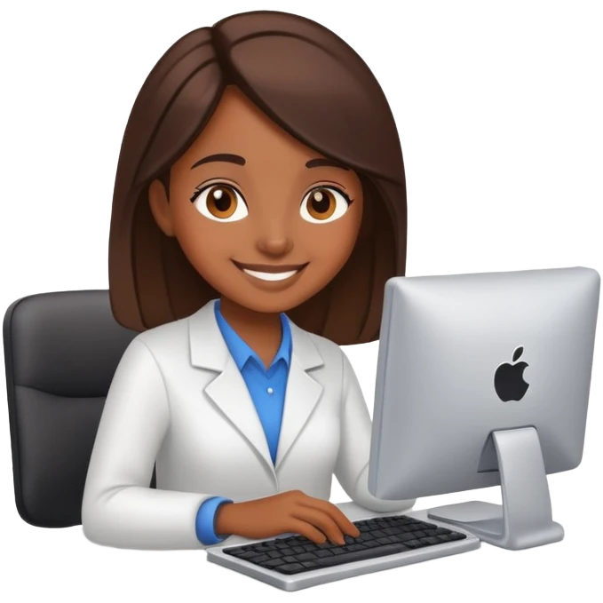 Girl programmer with computer emoji