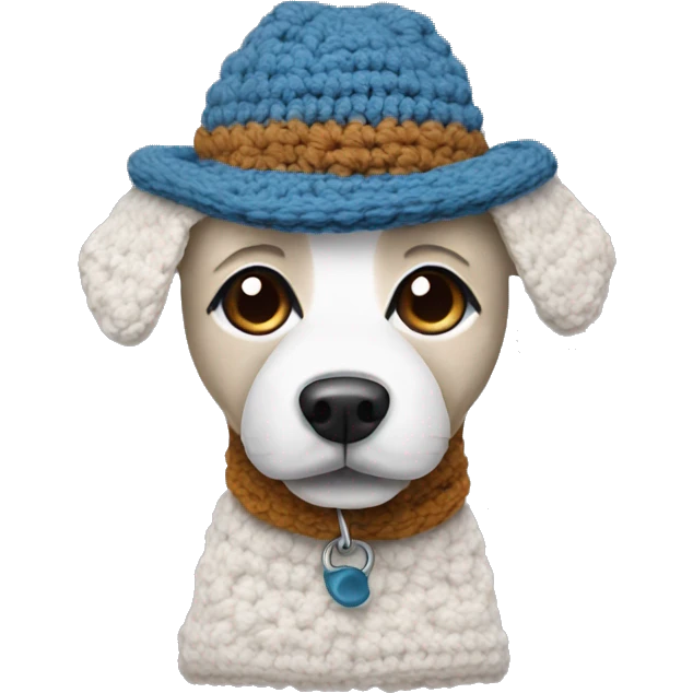 crochet dog in hat emoji