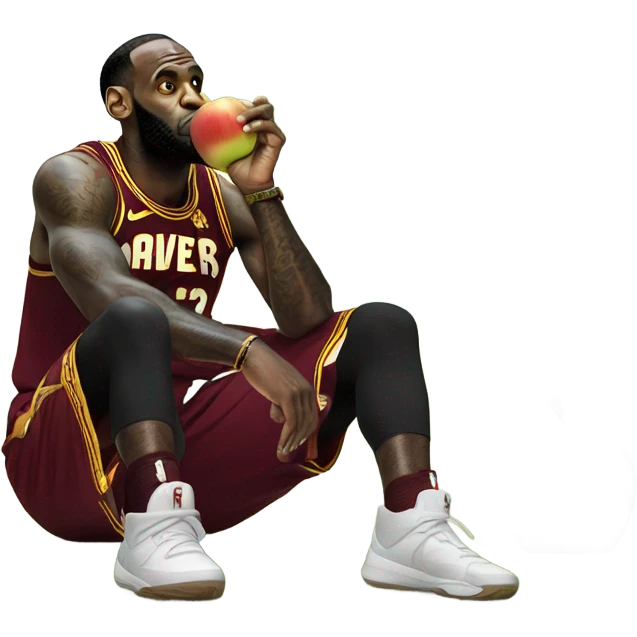 lebron james eating an apple under a maple tree emoji