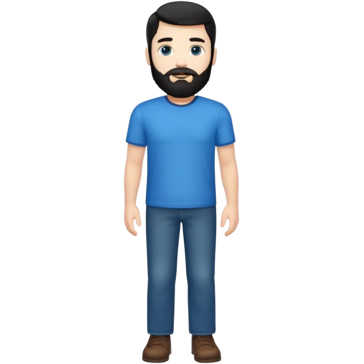 Hombre blanco con barba, su cabello es negro cuerpo entero emoji