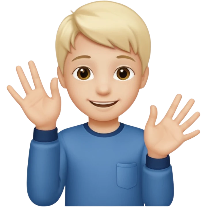A kid holding a 6 on they left hand and 7 on right emoji