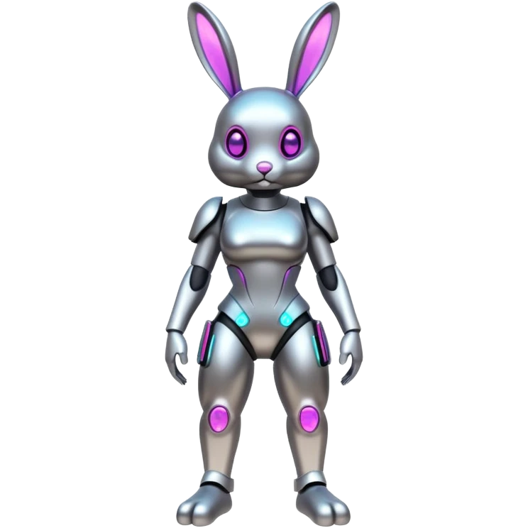 Futuristic shiny cyberpunk-bunny (full body) emoji