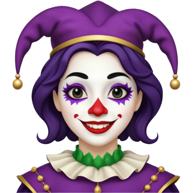 make a black and white jester with white makeup and black lipstick emoji