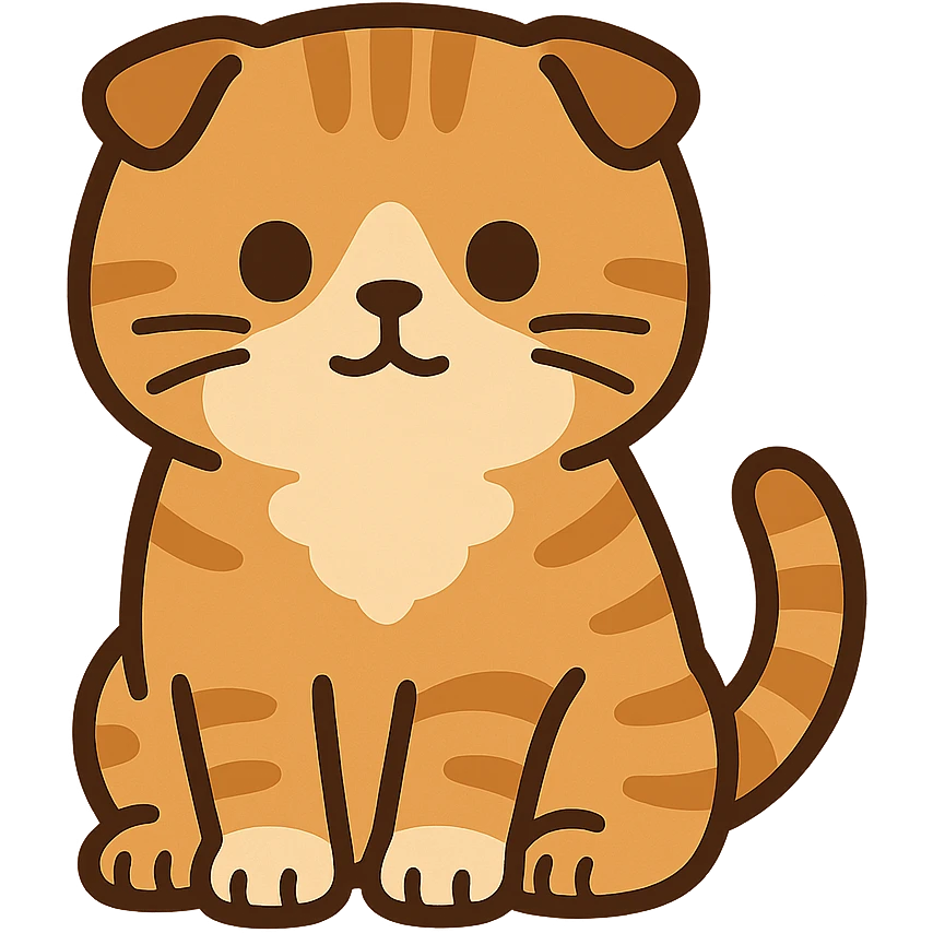 Flat toon Scottish fold kitten  emoji