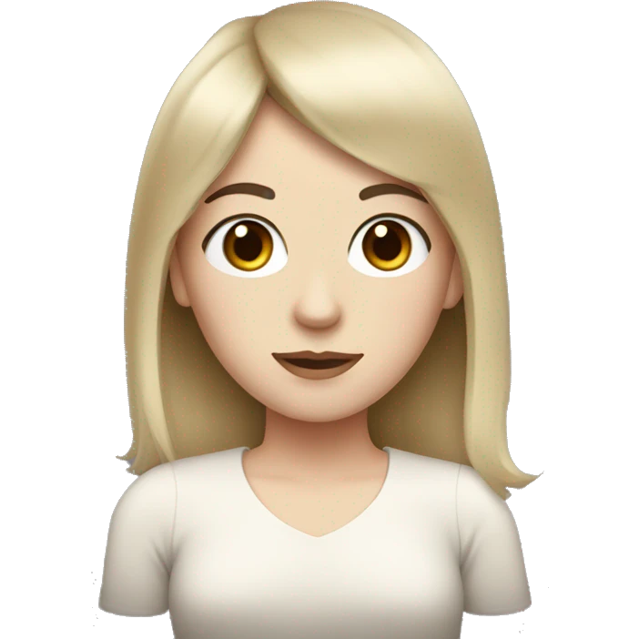 Woman with pale skin, dark hair with bangs, and big brown eyes emoji