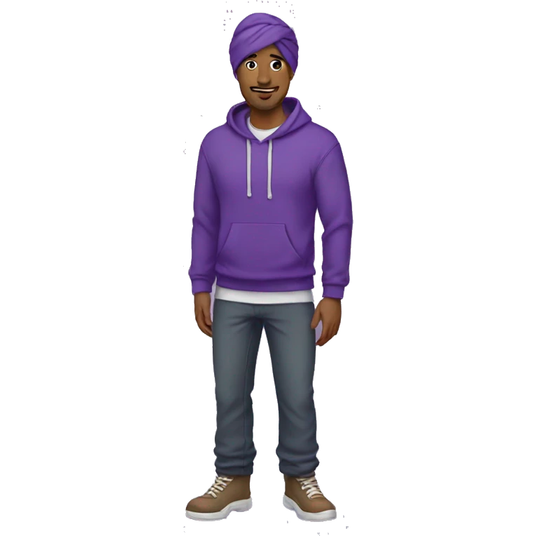 Turban man wearing purple hoodie and bootcut pants emoji