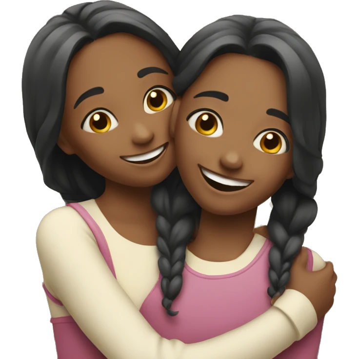 happy girls embracing together emoji