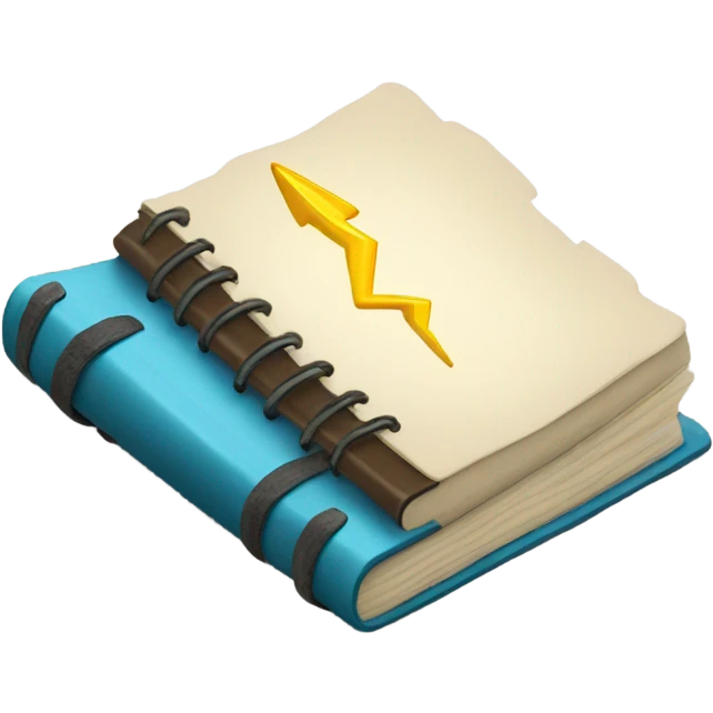 Notebook with lightning bolt. emoji
