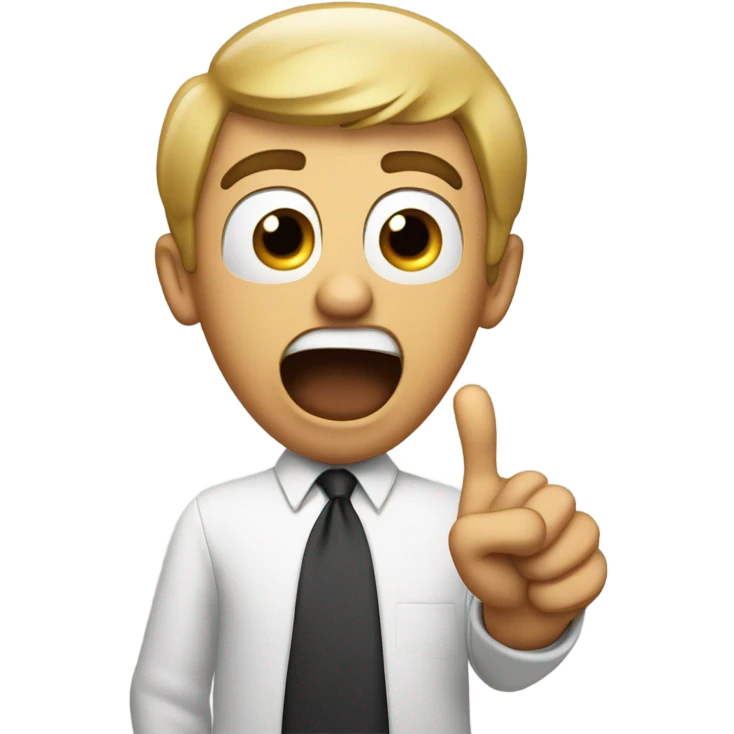 Shocked man looking forward and pointing to something behind him emoji