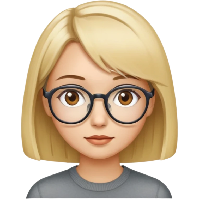 Blonde petite with bob eyeglasses brown eyes emoji
