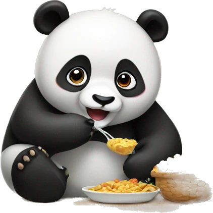 Panda eating a lots of food emoji