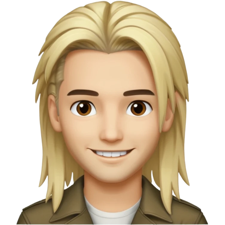 Bill Kaulitz with blonde long hair, brown eyes emoji