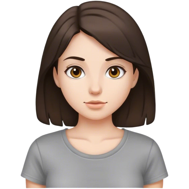 brunette girl with a grey tshirt  emoji