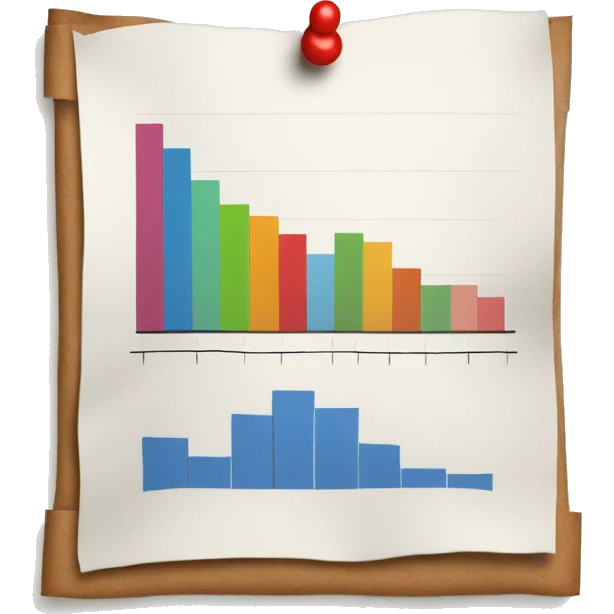 a paper with a bar chart and an upward trend emoji