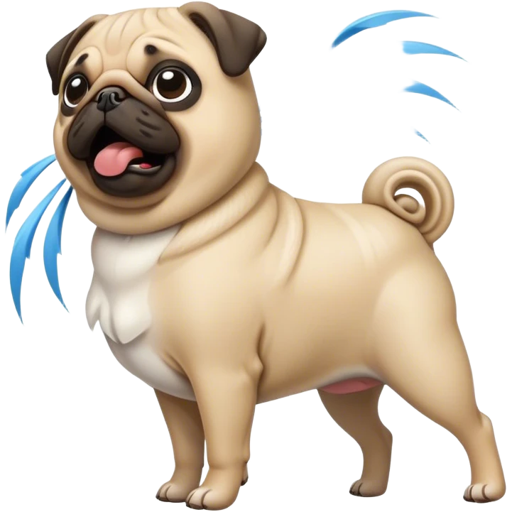 Pug being picked up by wind emoji