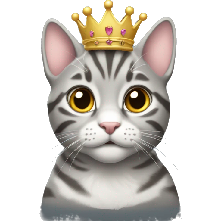 A gray tabby with a princess crown emoji